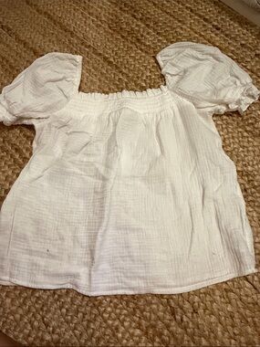 J. Crew White Off-Shoulder Puff Sleeve Top